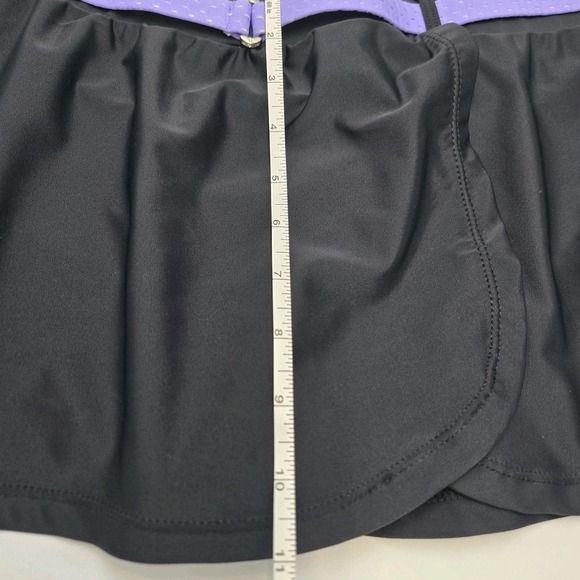 Free Country Swim Skirt Bottoms Bikini Under Black‎ W/ Purple Size Large 12/14 - Picture 2 of 7